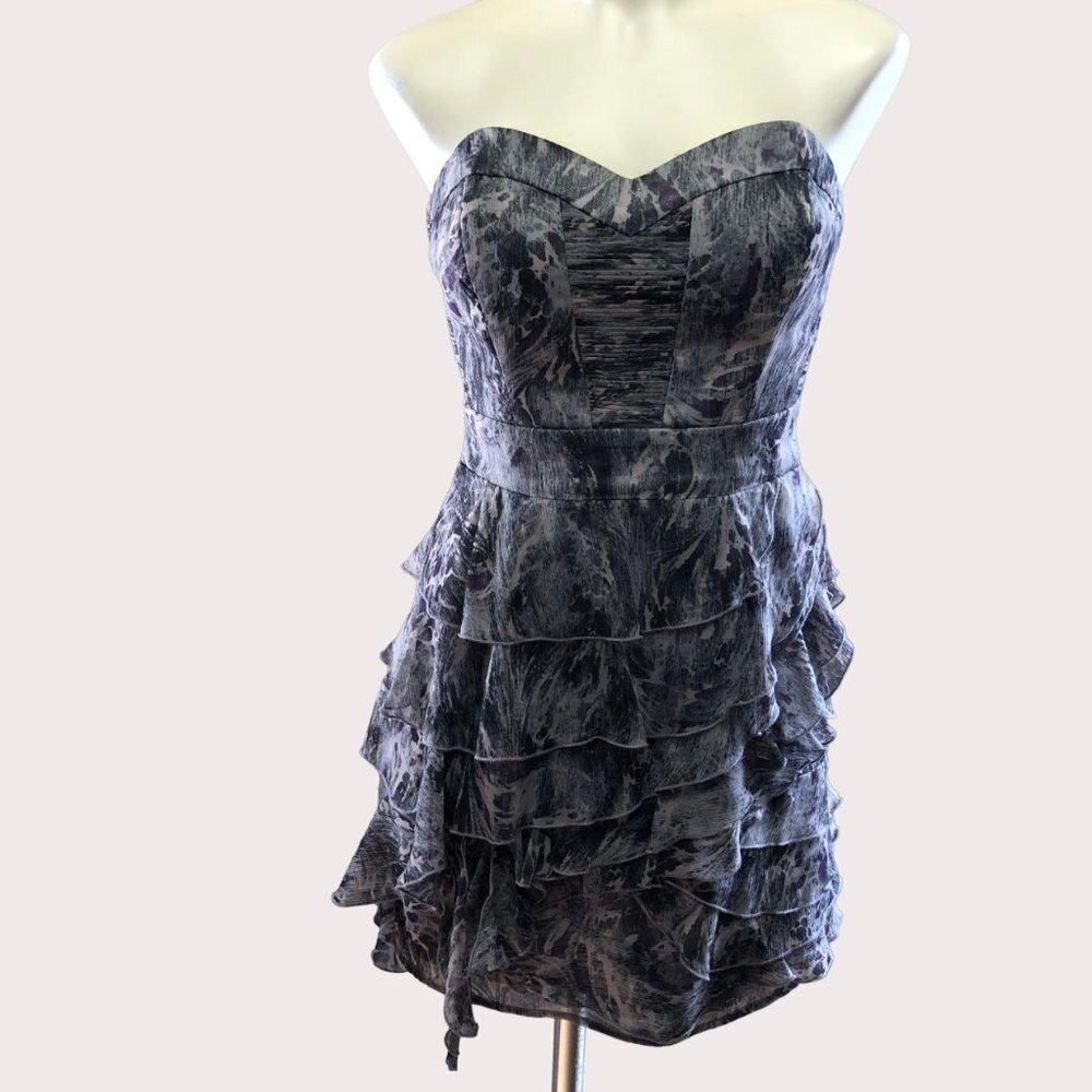 Guess Ruffled Strapless Grey Party Dress  Size 7